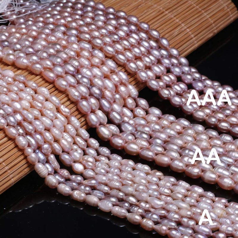 LE SKY Natural Pearl Beads Natural Oval Freshwater Cultured Purple Pearl Loose Beads Quality Level AAA for Jewelry Making Charms Necklace As Gift 5-6 Mm 14.2 Inches (2 Strands) - Image 1